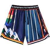 ZACAGO Mens Retro Basketball Shorts Cool Lightweight Mesh Gym Shorts Graphic Sports Athletic Drawstring Short