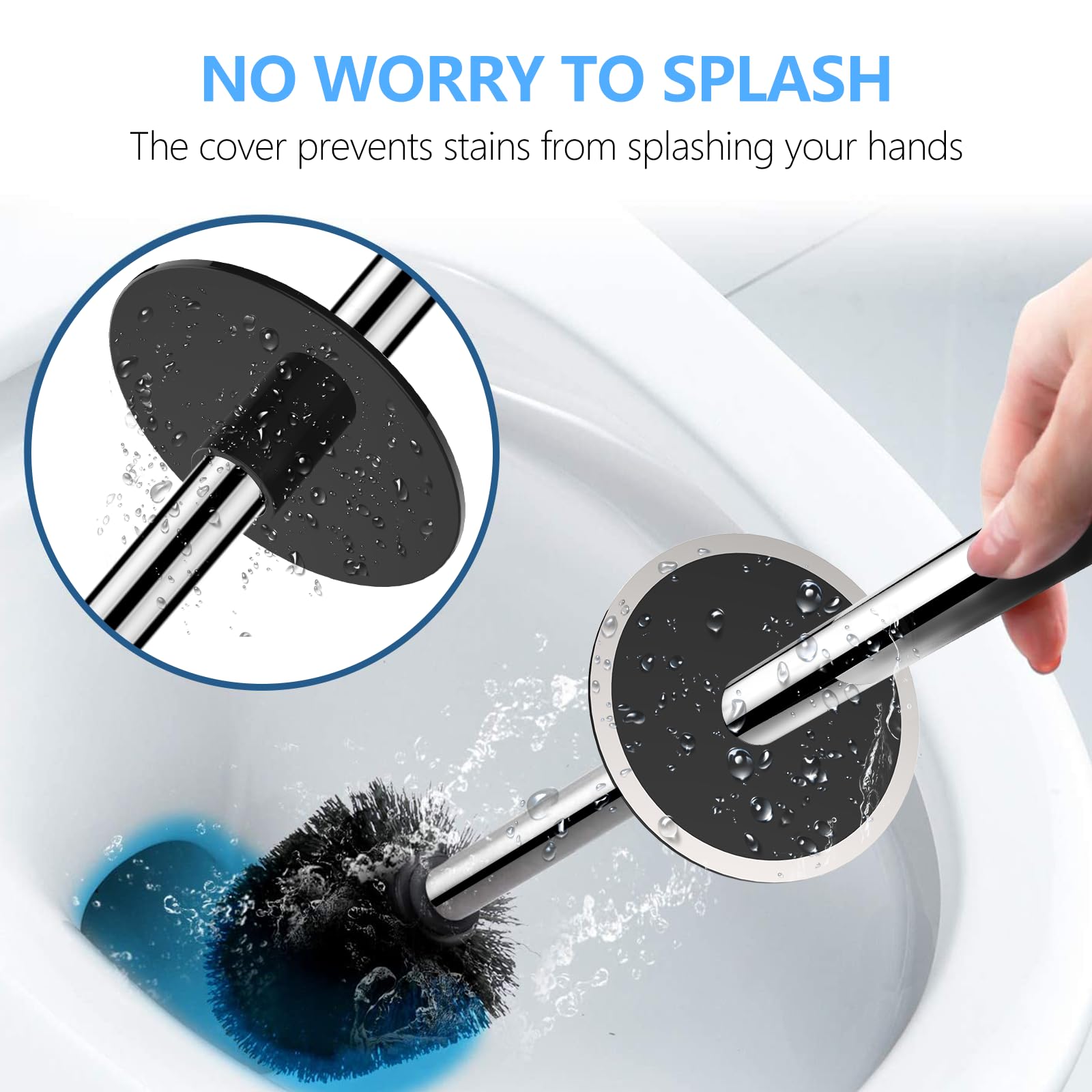 SetSail Toilet Brush, Compact Size Toilet Bowl Brush and Holder Toilet Brushes for Bathroom with Stainless Steel Handle Toilet Cleaner Brush with Durable Scrubbing Bristles, Splash-Proof