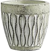 47th & Main Textured Round Cement Planter for Indoor or Outdoor Flowers Plants and More, Small, Leaf-Print