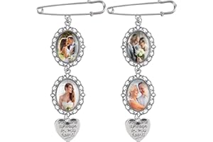 Bylion 2 Sets Wedding Bouquet Photo Charms Bouquet Charm for Gift Bridal Bridegroom Charm DIY Pin Brooch Making Kit Bouquet Picture Charm for Wedding Memory Friend Wedding Gift