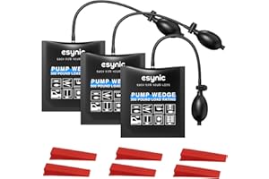 eSynic 3 Pack Air Wedge Bag Kit – 300lbs Heavy-Duty TPU Door Lifting Bag with Quick-Release Valve & 6 Plastic Wedges 2.4" Lift Height Durable Wedge Bag– Perfect for Door/Window Furniture Installation