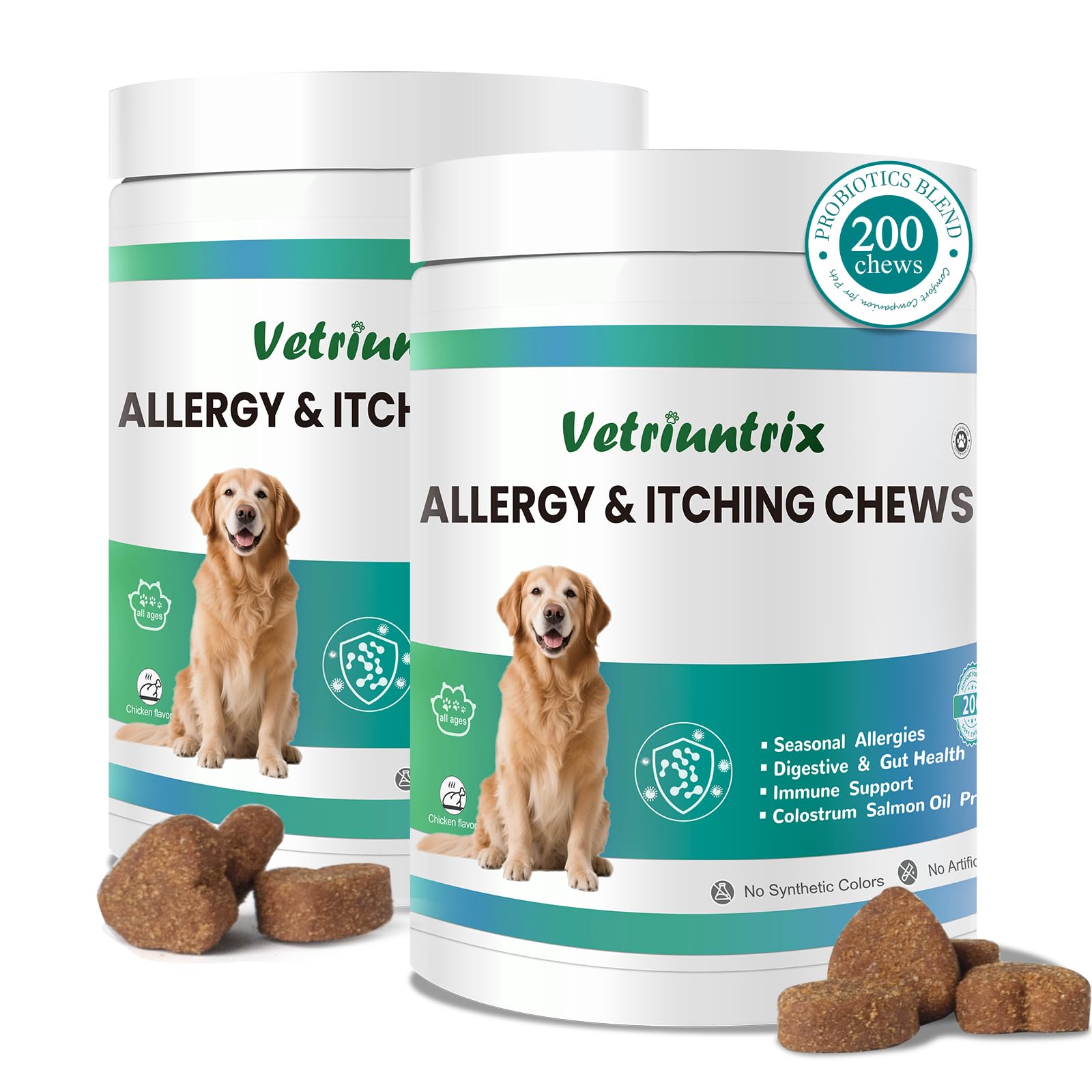 Photo 1 of Dog Allergy Chews 400ct, Dogs Allergy Relief Chews Coat Supplement for Large Dogs Paw Licking Itchy Skin, Probiotics for Dogs with Omega-3 Astragalus for Immune Support