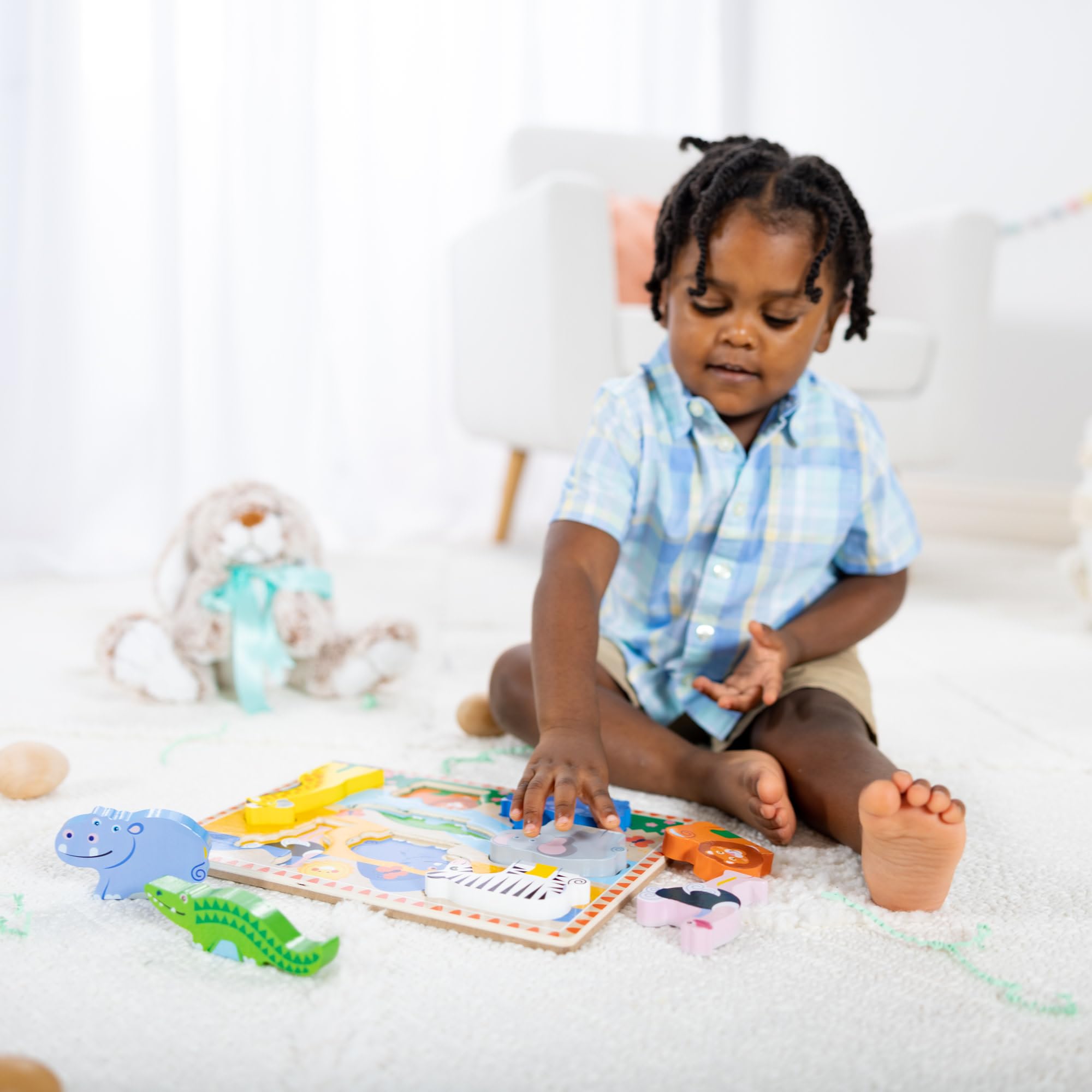 Melissa & Doug 13722 & Doug Holzpuzzle mit klobigen Teilen - Safaritiere (8 Teile) 7