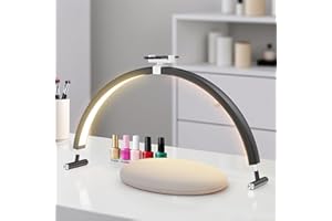 Mznoo Nail Light for Desk, 30in Large Half Moon Light with Phone Holder, 4000 Lumen Bright LED Moon Lamp for Nail Techs, Mani