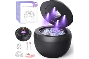 Seyuwise Ultrasonic Retainer Cleaner Machine 45khz Cleaning Pod for Denture Cleaner 200ml Mouth Guard, Aligner, Night Guard, 