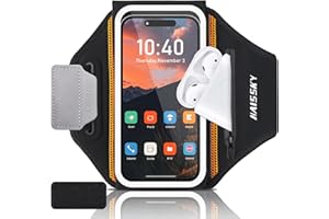 Kebrela Running Armband for iPhone 15/14/13 Pro/Plus & Galaxy S20/S10, 3D Design Cell Phone Armband with Earphone Pouch Card Slot & Key Pockets, Water Resistant Sports Phone Holder Up to 6.9" Devices