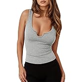 Tankaneo Womens Summer Scoop Neck Tank Tops Workout Ribbed Knit Sleeveless Shirts Casual Slim Fit T Shirts