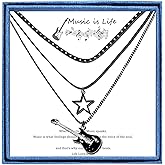 LIUANAN Music Note Necklace for Women, Layered Guitar Pendant, Musical Marching Band Jewelry, Music Teacher Gift, Punk Rock Vintage Music Decor