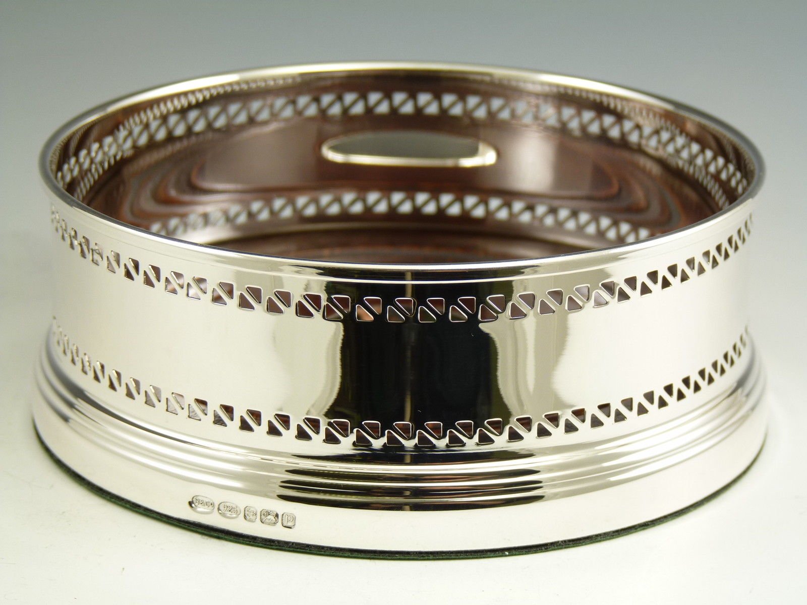 New Sterling Silver Wine Bottle/Decanter Pierced Coaster - 5" - Boxed