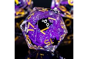 Roycevon Resin DND Dice Set with Gift Box, 7Pcs Liquid Core Cat D&D Dice, Cute Dungeons Dragons D and D Dice, Sharp Edge Role Playing Game Dice D20 D12 D10 D8 D6 D4, Purple