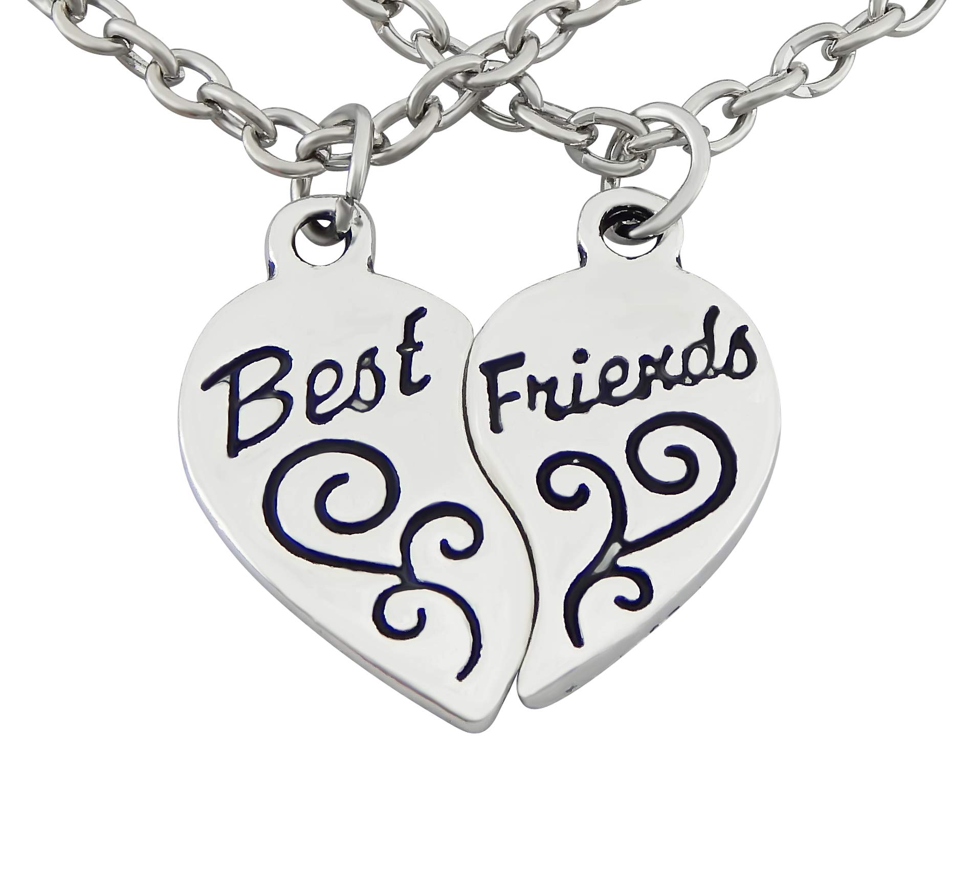 Hanessa Girl’s Jewellery 2 Friendship Necklaces with Best Friends Heart Pendant Gift for Best Friend / Wife