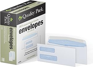 Quality Park #8 5/8 Security Envelopes, Double Window, Self Seal, Invoices/QuickBooks Statements, 3-5/8" x 8-5/8", 24 lb White, 500/Box (QUA24532)