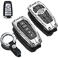 Happtoy Heavy Metal Key Fob Cover for Ford,Key Fob Cover Case Protector Compatible with Ford Explorer Fusion Escape Edge Expedition F150 F250 F350 F450 F550 Maverick Mustang 3/4/5 Buttons(A-Silvery)