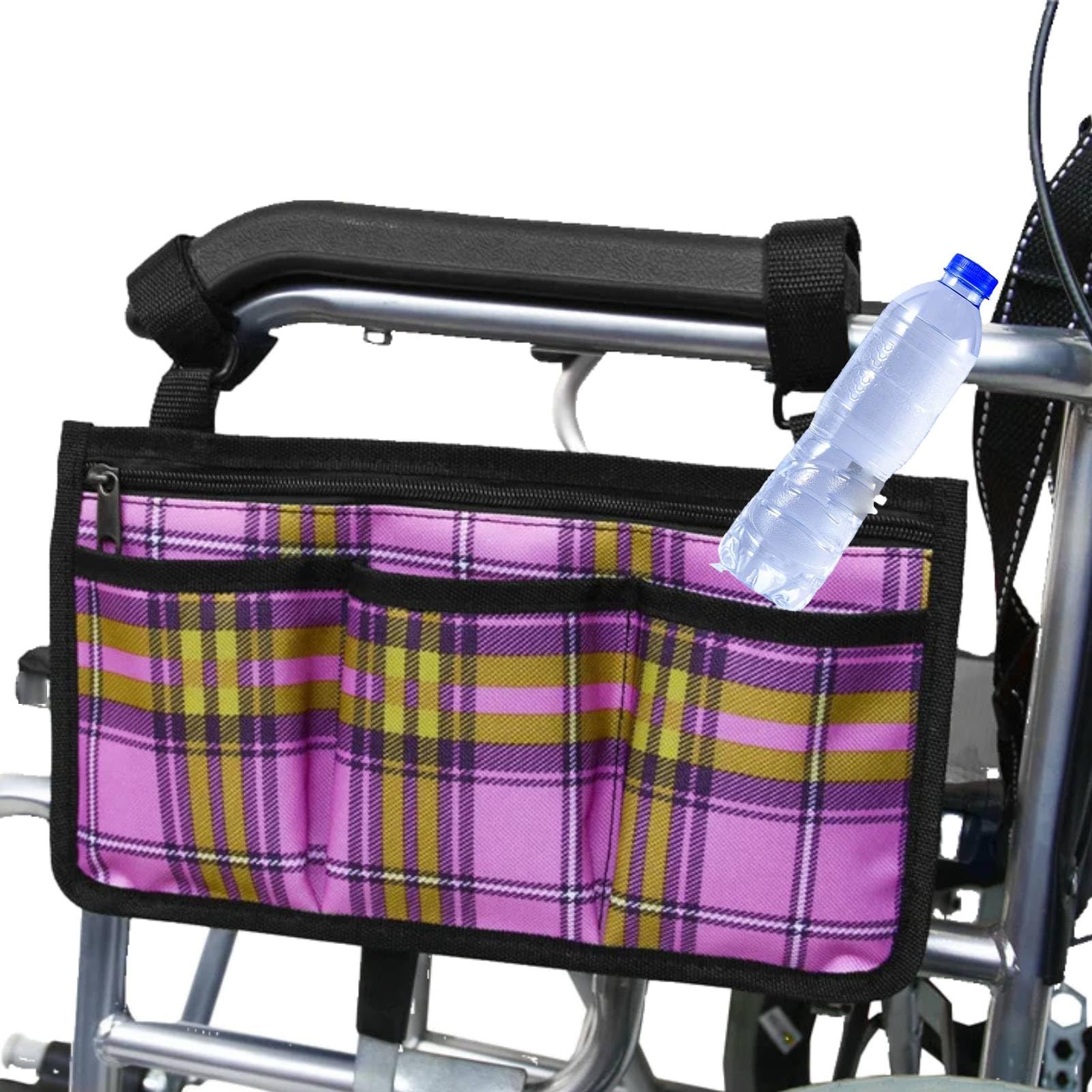 Wheelchair Armrest Storage Bag,Wheelchair Bag with Pockets Mobility Aid Wheelchair Accessories Bag Wheelchair Side Storage Bag Universal for Electric Wheelchair,12.6 x 7.1 inches