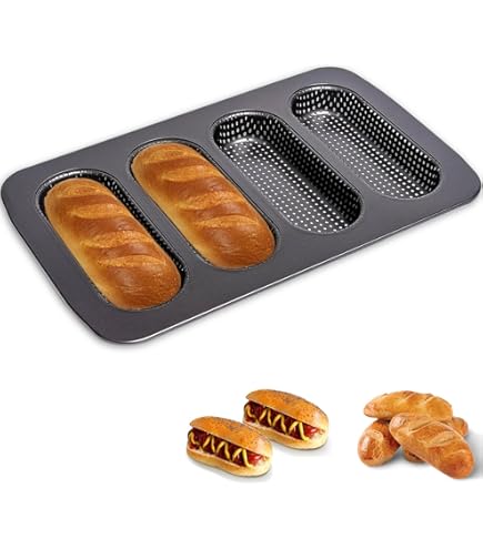 Hotdog Bun Pans For Baking 2-Pack Carbon Steel Hot Dog Bun