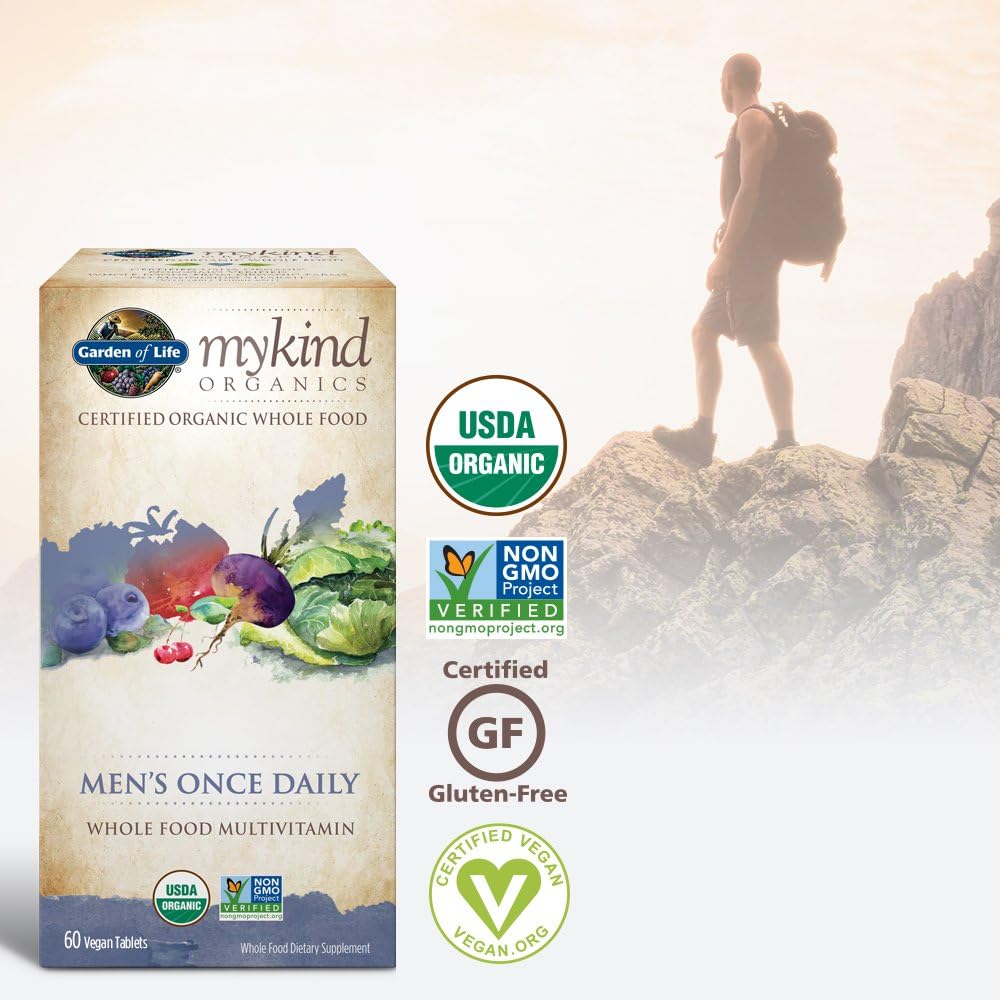 Garden of Life Multivitamin for Men - mykind Organic Men's Once Daily Whole Food Vitamin Supplement Tablets, Vegan, 60 Count: Health & Personal Care