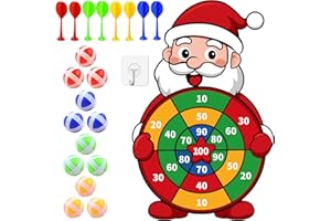 M AMFEOV Christmas Party Games, Santa Snowman Elf Elk Gingerbread Dart Board with 12 Sticky Balls, Christmas Games, Christmas Party Supplies Indoor Outdoor Decorations