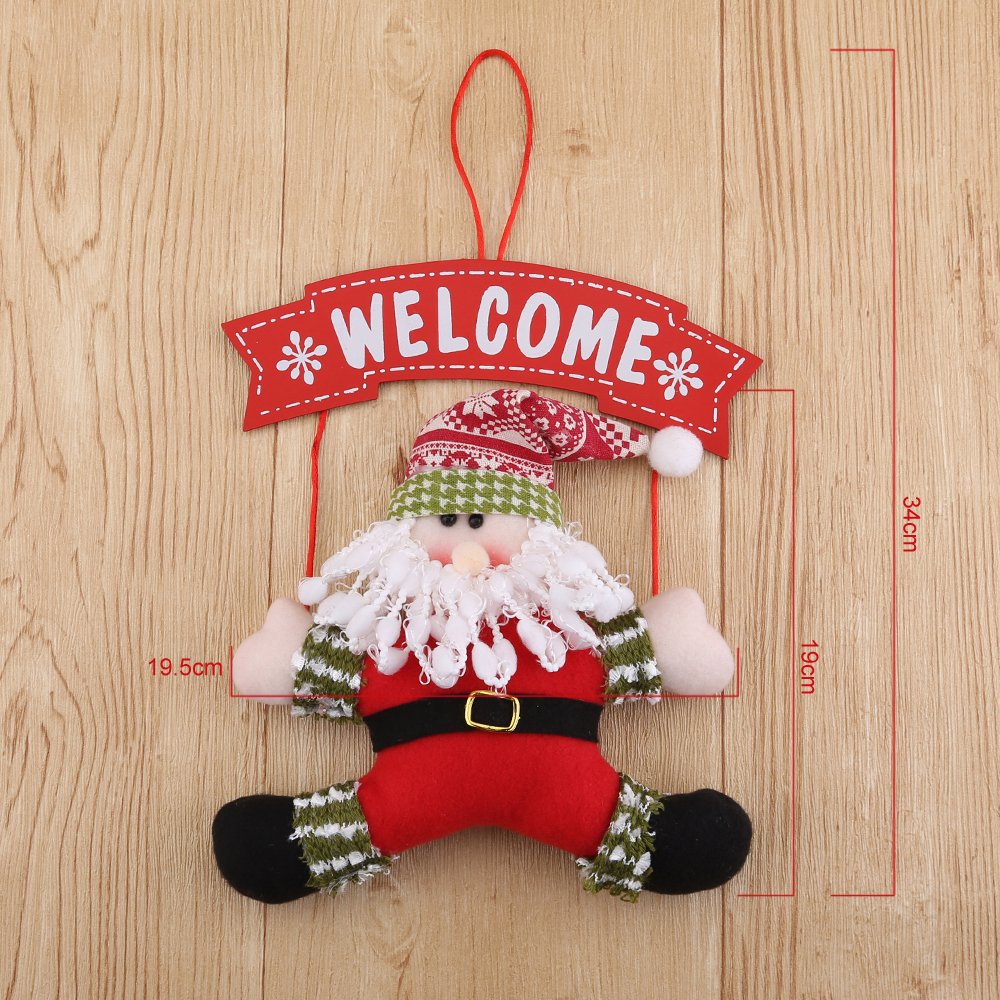 Zogin Christmas Door Hanging Ornaments, Santa Snowman Door Knob Hanger Christmas Tree Pendants Decoration (2pcs)