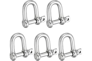 PATIKIL Screw Pin Shackle M10 3/8" 1146lbs, 5 Pack 304 Stainless Steel D Ring Shackle for Chains Wire Rope Outdoor, Silver