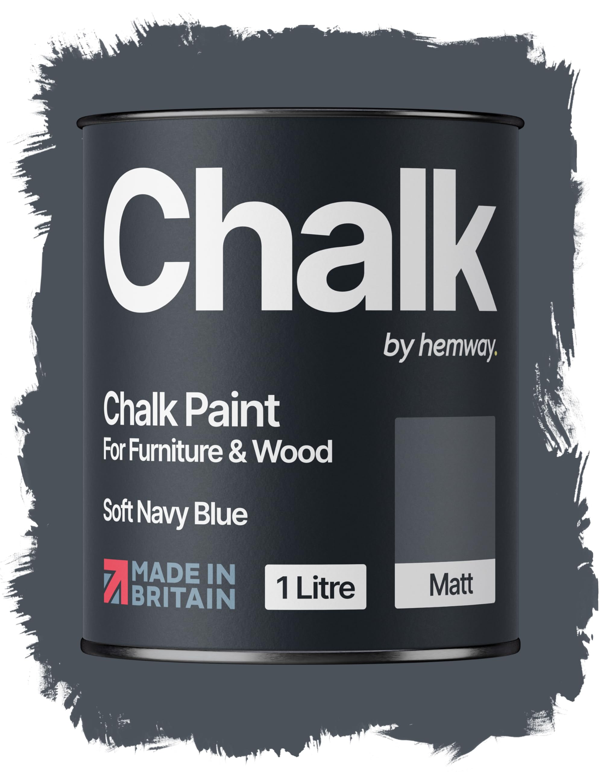 Hemway Chalk Paint Soft Navy Blue Furniture Paint 1L, Matt Finish Shabby Chic, Chalk Furniture & Walls, Quick Dry & 1 Coat
