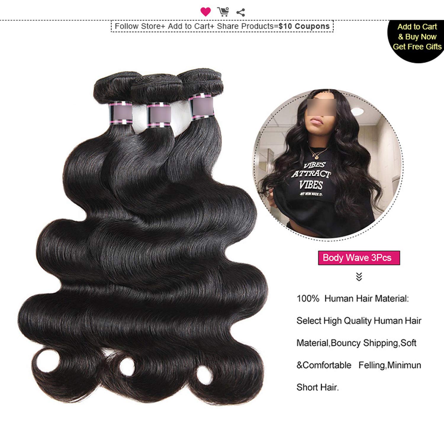 Amazon Com Body Wave Hair Bundles Non Remy Hair Weave Bundles 1
