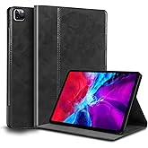 NANRUIL for Ipad Pro 12.9-inch 6th/5th/4th/3rd Gen Case 2022/2021/2020/2018 Genuine Leather Cover Protective,Auto Wake/Sleep.Black