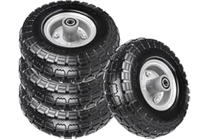Taifa 4 PCS 10" Solid Flat Free 4.10/3.50-4 Rubber Tires and Wheels Replacement with 5/8'' Axle Bore Hole, Air less Wheel for Wheelbarrow/Wagon/Trolley/Lawn Mowers/Generators/Snow Blowers etc.