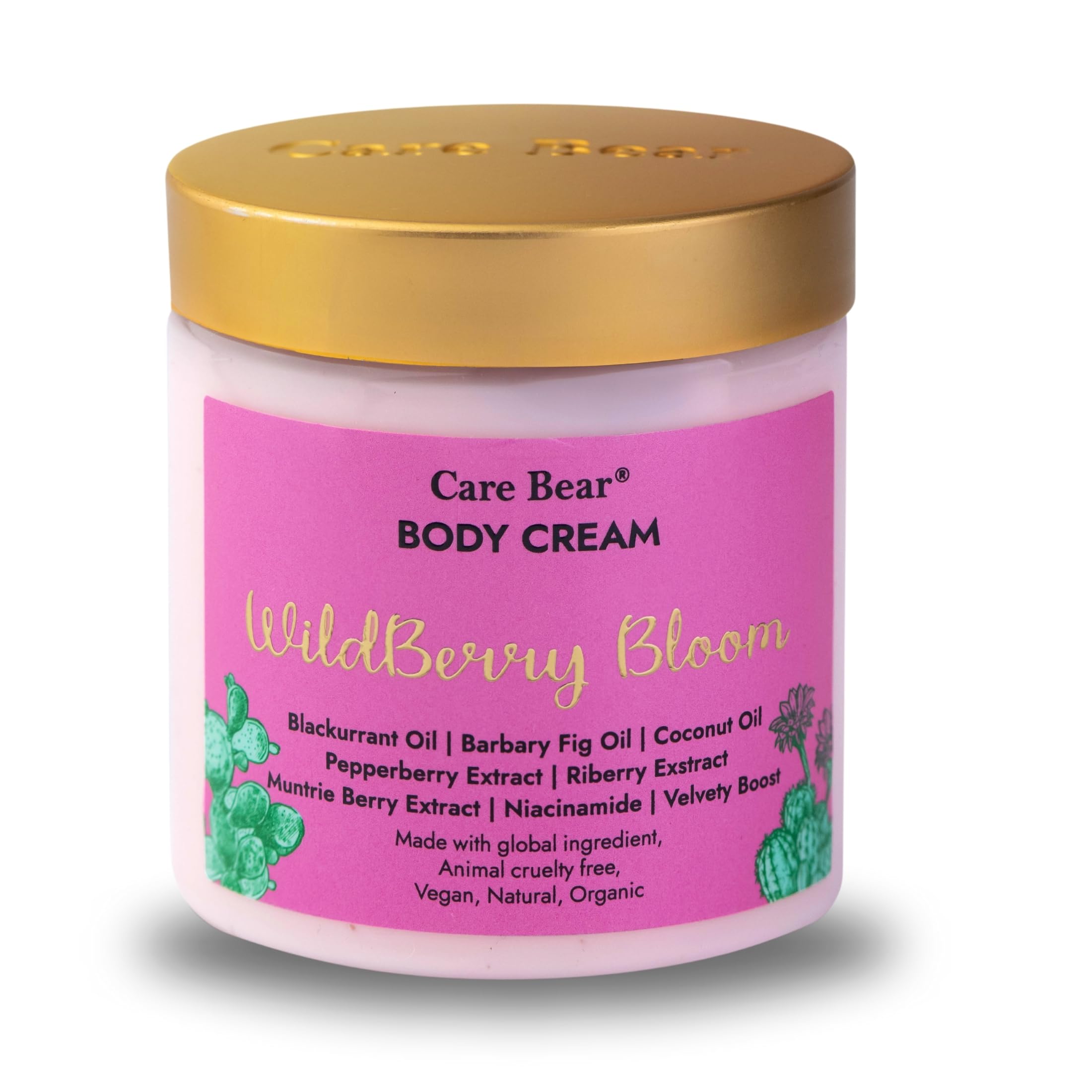 CareBear Body Cream - Intensive Moisturising with Muntrie Berry Extract, Blackcurrant Oil, Packed with Antioxidants - Natural Ingredients