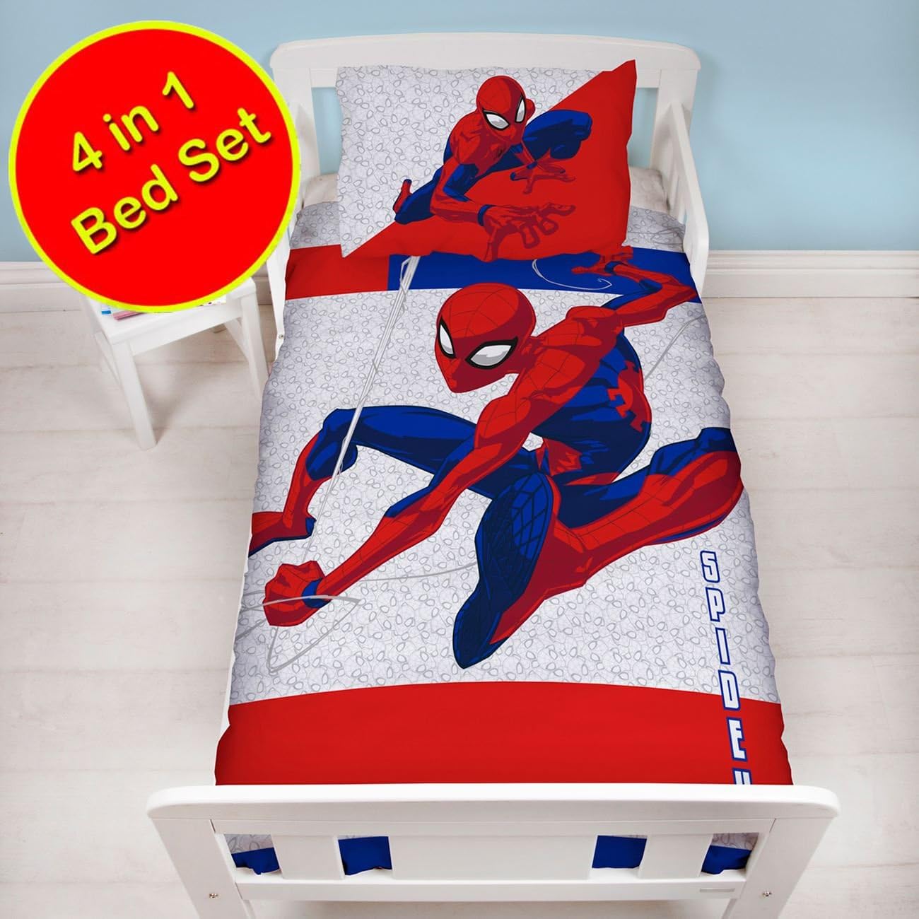 Spiderman Metropolis 4 in 1 Junior Bedding Bundle (Duvet, Pillow and Covers)