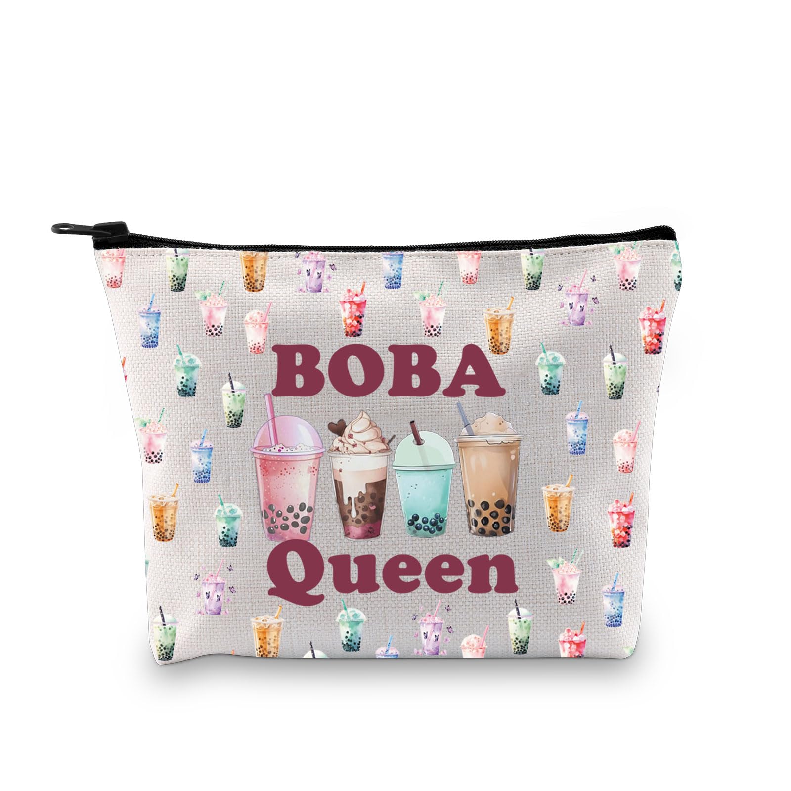 Boba Tea Makeup Bag Boba Queen Boba Tea Lover Gift Bubble Tea Gift Tapioca Bubble Tea Cosmetic Bag (Boba Queen 3UK)