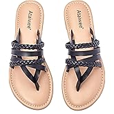 Ataiwee Women's Casual Flat Slide Sandals - Dressy Comfortable Criss Cross Strappy Summer Sandals,Open Toe Multi Strap Beach Flat Thong Sandals.