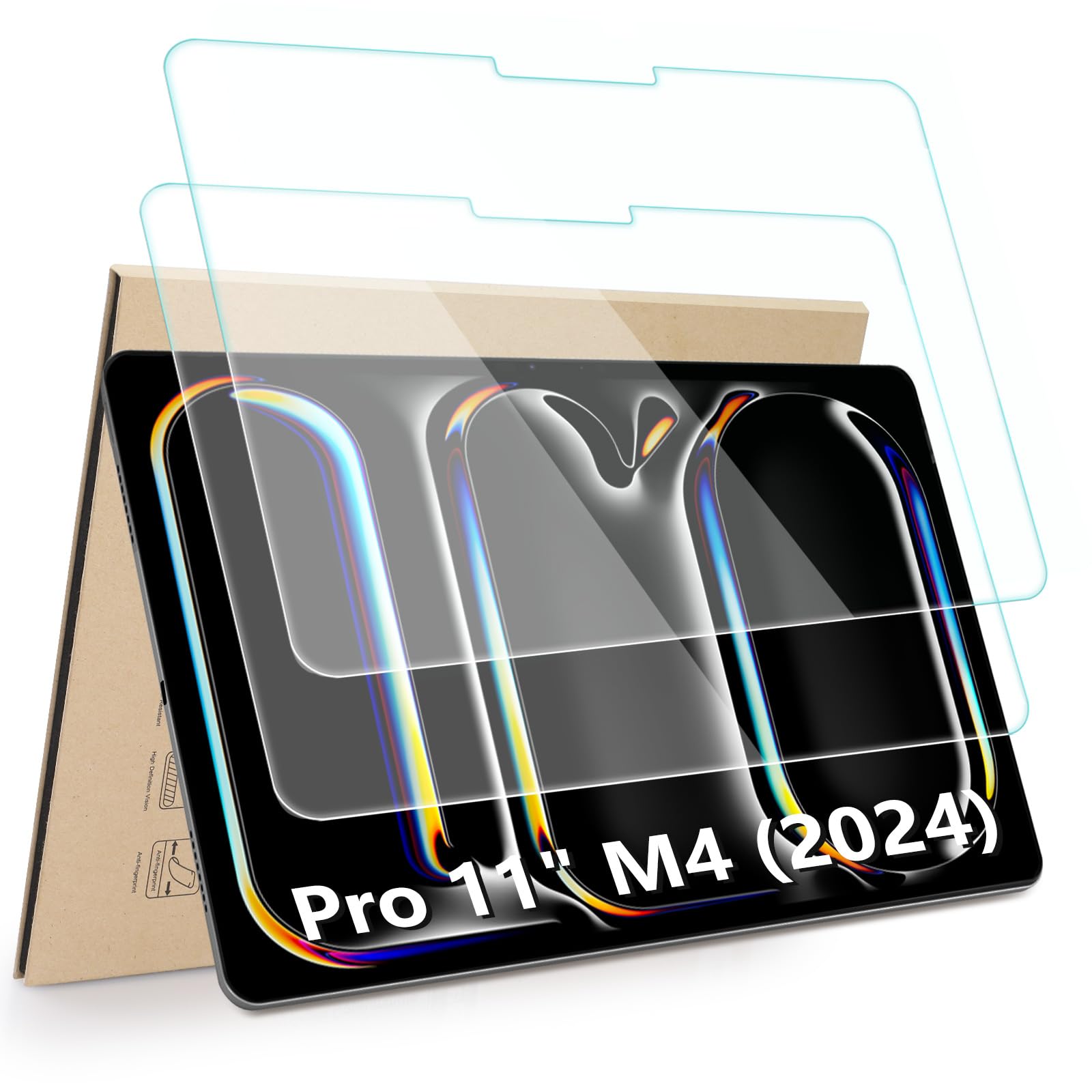 Photo 1 of Hianjoo 2-Pack Screen Protector Compatible with iPad Pro 11" M4 (2024 Release, 5th generation), [HD Clarity] [9 Hardness] Tempered Glass Film Replacement for iPad Pro 11 Inch M4