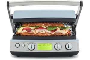 GreenPan Elite 7-in-1 Multi-Function Contact Grill & Griddle, Healthy Ceramic Nonstick Aluminum, Grill & Waffle Plates, Adjustable Shade & Shear, Closed Press/Open Flat Surface, PFAS-Free, Blue Haze