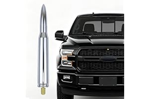 LENARELI 5.5in Chrome Bullet Antenna 50 Cal Truck Antenna Fittings， Fit for Ford F150 F250 F350 Raptor/Dodge RAM 1500 2500 3500/Chevrolet Silverado & GMC Majority Short Replacement Antenna (Chrome)
