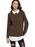 Romwe Women's Classic Collar Long Sleeve Curved Hem Pullover Sweatshirt