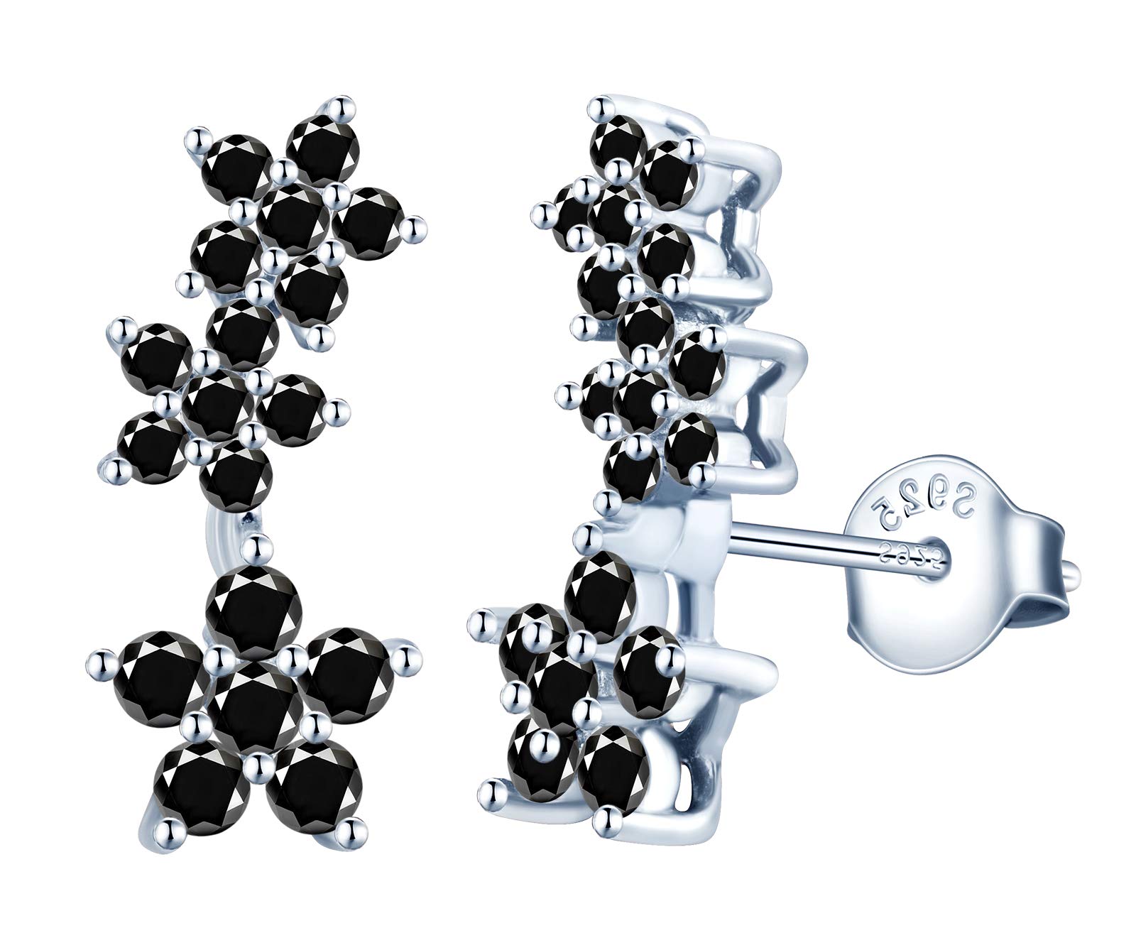 MicLee Woman's girl's Earrings, 925 Sterling silver earrings, Colorful star earrings studs, Inlaid zircon, Shiny and elegant, gift for Birthday, Valentine's Day and Christmas