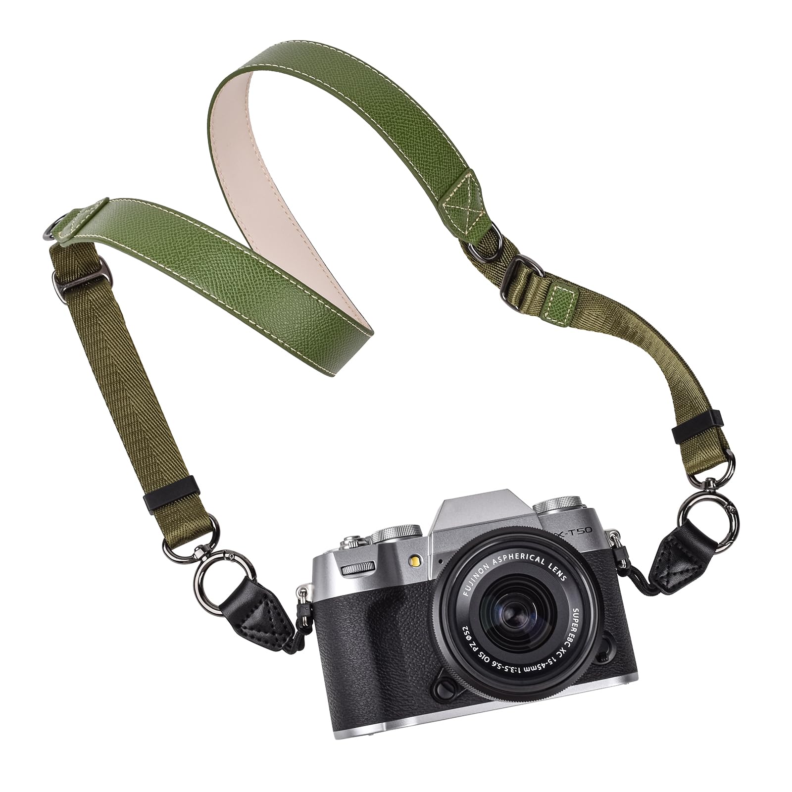 VOVMOEYA Camera Neck Strap,X-T50 body strap PU Shoulder Adjustable Strap for photographers for Fujifilm/for Nikon/for Canon/for Sony/for Minolta/for Panasonic/SLR/DSLR Cameras Texture-Grass Green