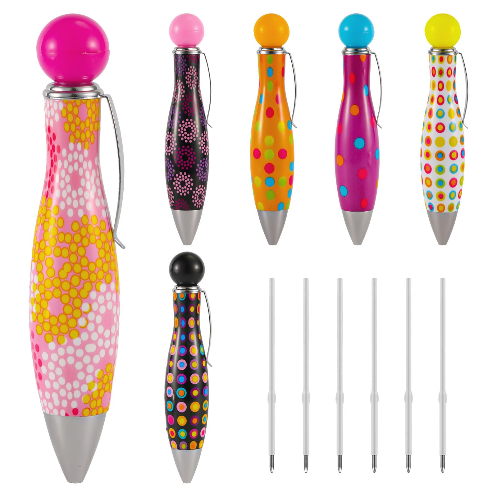 NQEUEPN 6pcs Big Fat Pens, Ergonomic Fat Heavy Weighted Pens for Tremors Hand with 6 Refills Cute Short Fat Pens Wide Grip Pens Writing for the Old Gift (6 Colors)