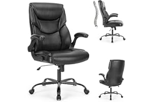 Sweetcrispy Computer Gaming Chair, Ergonomic High Back Heavy Duty Task Desk Office Chairs with Wheels, Flip-up Arms, Adjustab