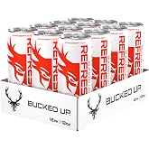 Bucked Up Refresher Carbonated Energy Drink | 100mg Caffeine | BCAAs | L-Theanine N-Acetyl L-Tyrosine Betaine | Zero Sugar No Artificial Colors | 12 Pack, 12 fl oz Cans | (Strawberry Acai)