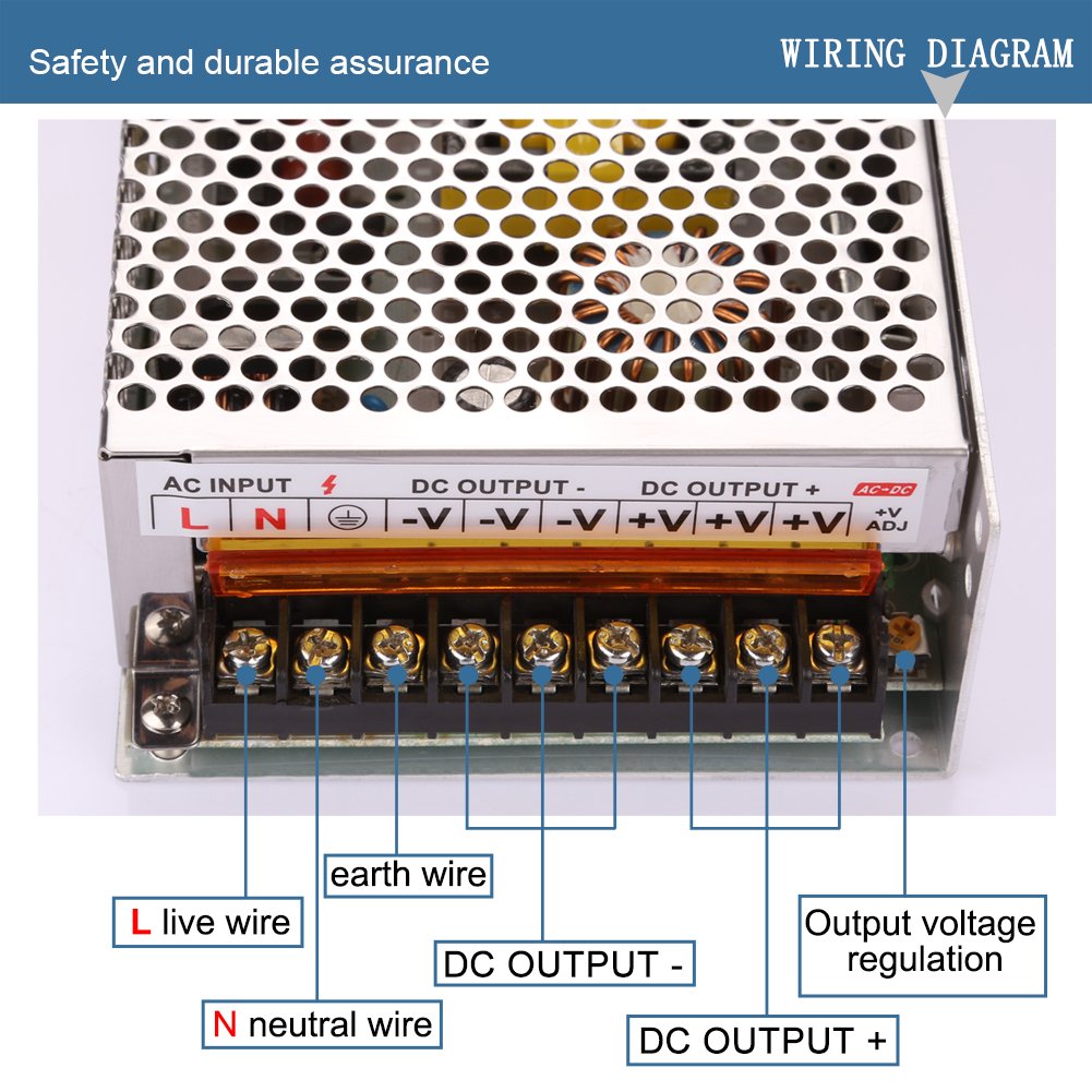 LEDMO Switching Converter, Power Supply Adapter Transformer for LED Strip Light, AC 100V/240V to DC 12V 20A 240W LED Strip Light Power Supply Switching Mode Converter
