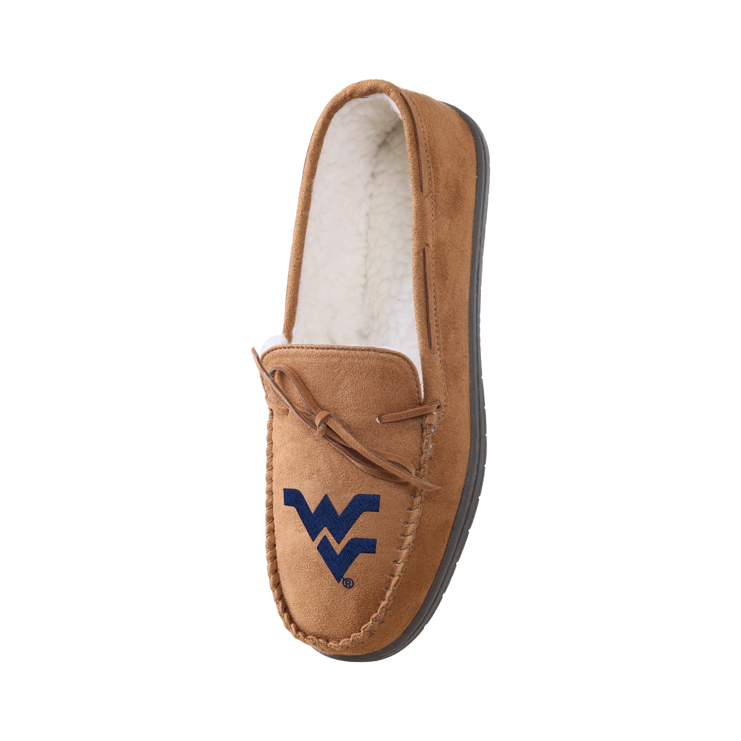 foco NCAA West Virginia Mountaineers Mens College Team Logo Moccasin Slippers, Tan, Medium (9-10)