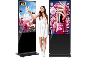YCKJNB 55 inch Indoor Digital Signage 4K Touchscreen, Free Player Box,IPS Floor Standing Digital Kiosks Interactive Displays with WiFi HDMI/USB Input Auto AD Player, Android OS Black