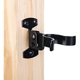 HILLMASTER 1-3/8" Flat Back Wall Mount Chain Link Fork Latch, Black Gate Fork Latch with Padlock Hole,Fence Latch Lock with Screws,Bolts,Gate Hardware Gate Latches for Outdoor Wooden Gates, 1 Pack