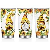 Inspirational Gifts for Women Tumbler, Positive Gnome Sunflower Gifts for Women Men Girls Sister Birthday Christmas, Coffee Mug Stainless Steel Vacuum Insulated Double Wall Travel Cup with Lid, 20oz