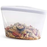 Stasher Premium Reusable Silicone Leak-Free Food Storage Bowl, Clear, 4-Cup | Food-Safe Silicone, Freezer, Sous Vide, Microwa
