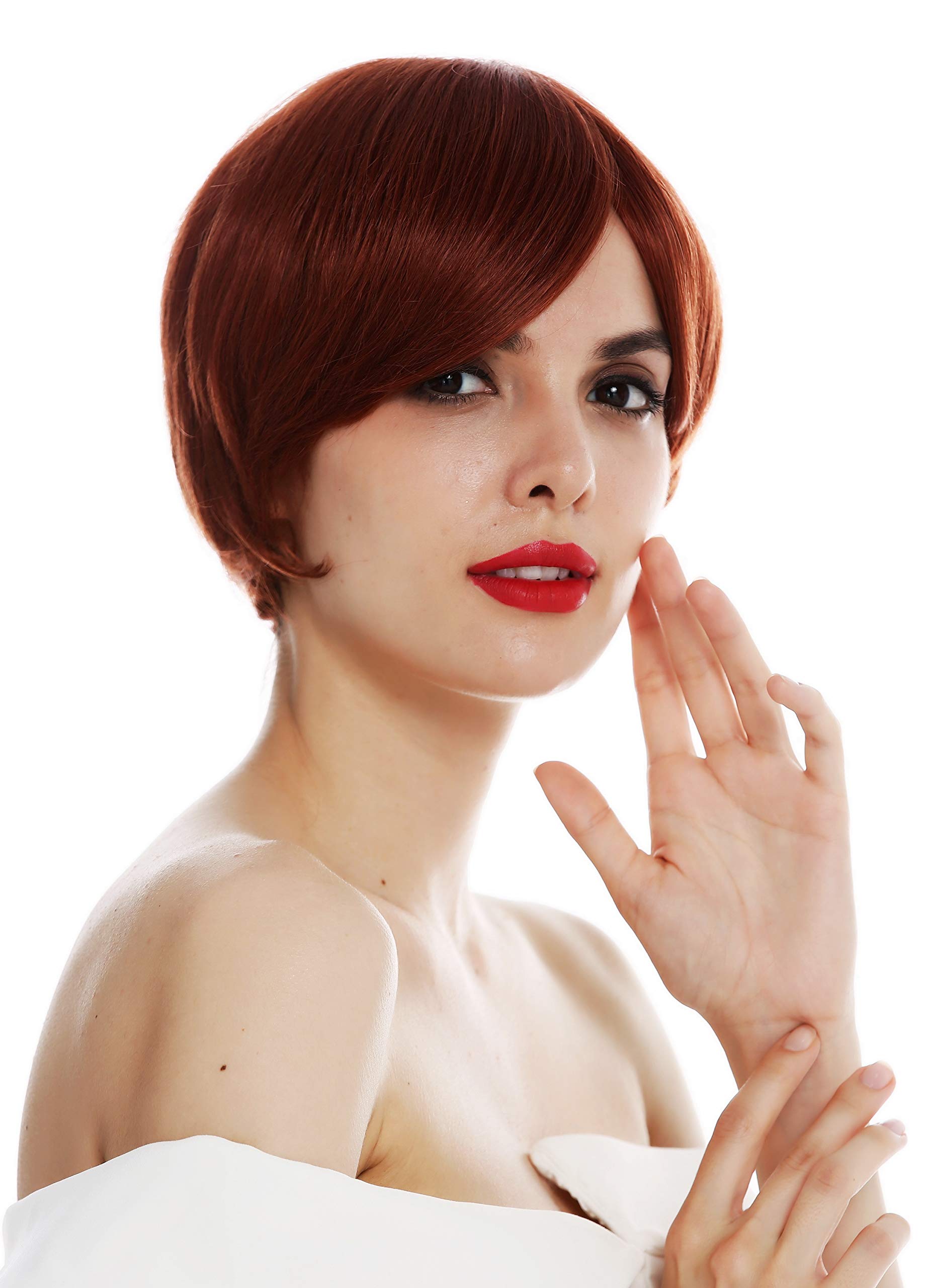 WIG ME UP - DR-08-B-HS-MT-130 wig women's wig monofilament hand made short sleek copper red