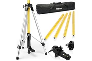 Huepar 12 Ft./3.7m Telescoping Pole with 1/4-Inch by 20-Inch Laser Mount for Rotary and Line Laser Level, Adjustable Telescop