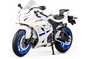 MSZ METAL SPEED ZONE MSZ 1/12 Compatible for 2018 Suzuki GSX-R1000 Motorcycle Toy,Collector Motorcycle Modle with Display Stand,Toy Motorcycles for 3-9 Year Old Boys White