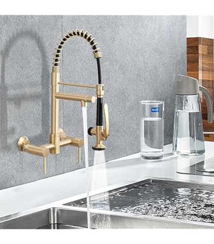 GENERICO Grifo Llave De Cocina En Pared Con Rociador Extraíble Con Resorte